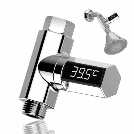 LED Shower Thermometer Self Generating Flow Water Celsius Display AU