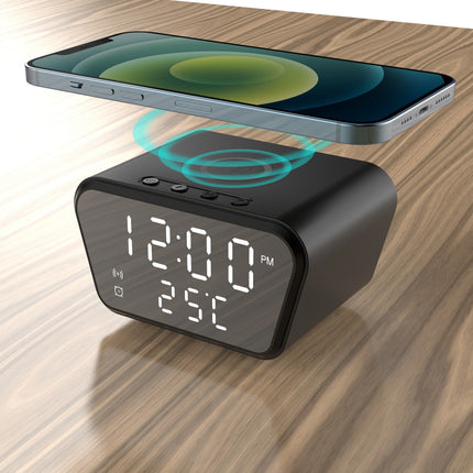 Wireless Charging Alarm Clock 15W Date Temperature Display Bedside