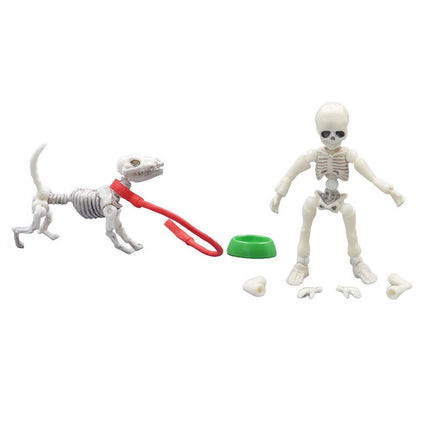 Mini Pose Skeleton Dog Animal Bones Halloween Decor Figure