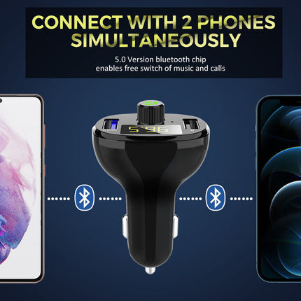 Bluetooth 5.0 FM Transmitter Car Kit Wireless Dual USB Charger MP3 Player