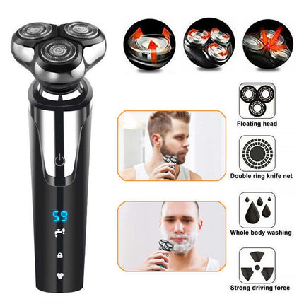 Men's Electric Shaver Dry Wet Cordless Razor USB Rechargeable Rotary