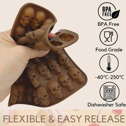 40 Cavity Silicone Halloween Skull Gummy Candy Jelly Mold Ice Tray