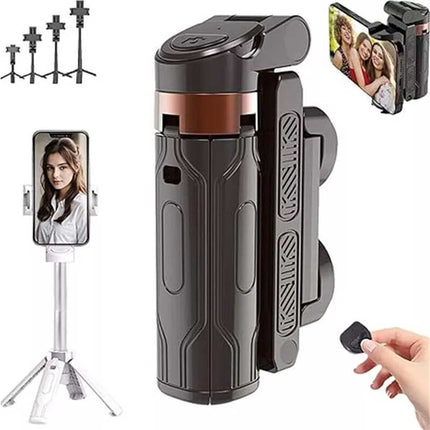 Travel Mini Selfie Stick & 4-Leg Floor Stand, Universal Phone Mount