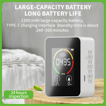 CO2 Monitor, Temperature Humidity Sensor, Air Quality Tester & CO2 Detector