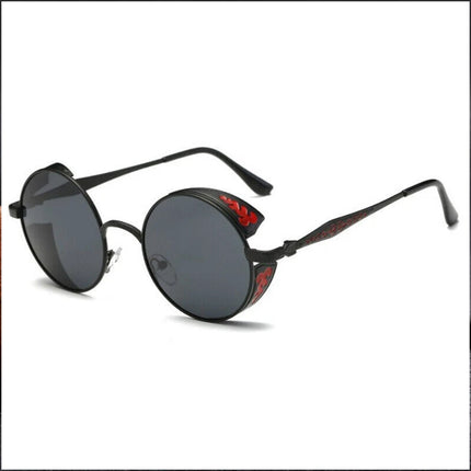 Men Women Steampunk Round Polarized Sunglasses UV400 for Driving Retro
