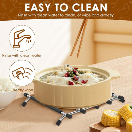 Stainless Steel Trivet, Hot Pan Stand Rack, Worktop Saver for Kitchen