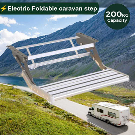 12V Electric Aluminium Caravan Step, Single Pull Out Folding RV Step