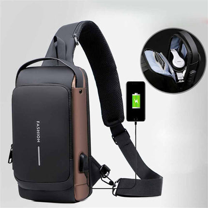 Anti-Theft Sling Crossbody Backpack with USB Port for Men