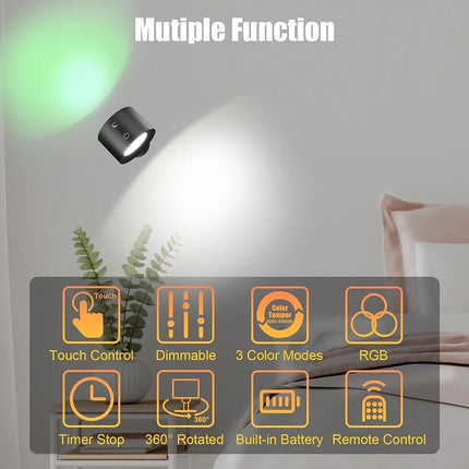 Rechargeable RGB LED Wall Sconce Light Magnetic Mount Remote