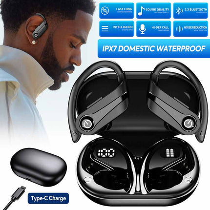 Bluetooth 5.3 Earbuds Wireless Earphones Sports Stereo Ear Hook Headphones