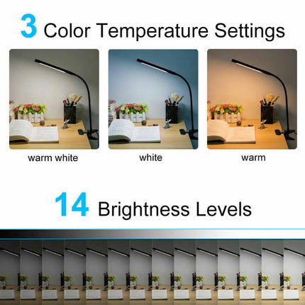 Flexible USB Clip-On Reading Lamp, LED Bedside Desk Light for Night