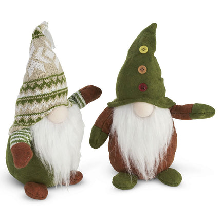 Christmas Gonks Set of 2, Fluffy Bearded Festive Gnome Table Decor