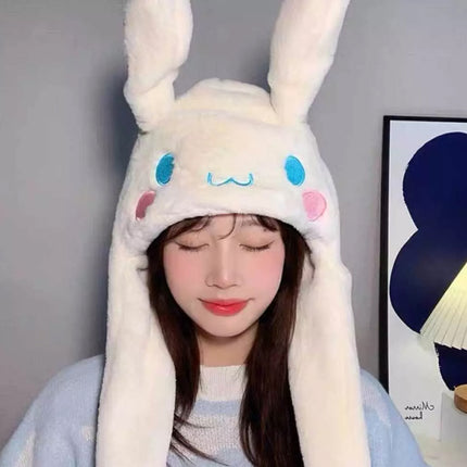 Cute Soft Plush Cap with Moving Ears, Cosplay Hat for Girls Xmas Gift