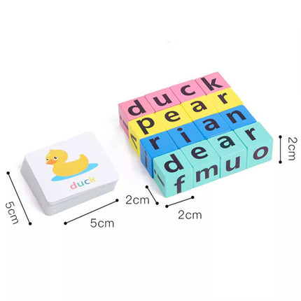 Wooden Crossword Puzzle 16 Bricks Montessori Spelling Game Educational Toy