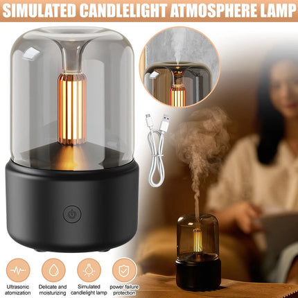 Vintage Black USB Plug-In Candlelight Aroma Diffuser Humidifier 120ml