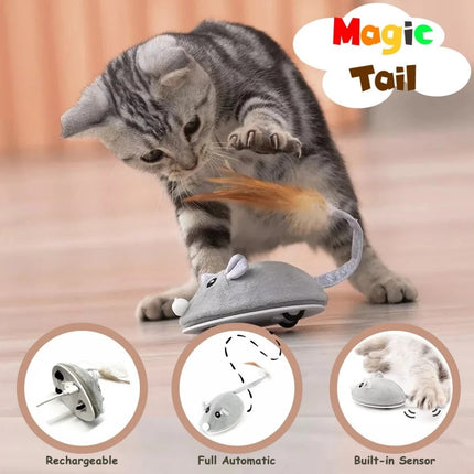 Smart Robotic Mouse Cat Toy – Interactive Teaser Automatic Moving Rechargeable