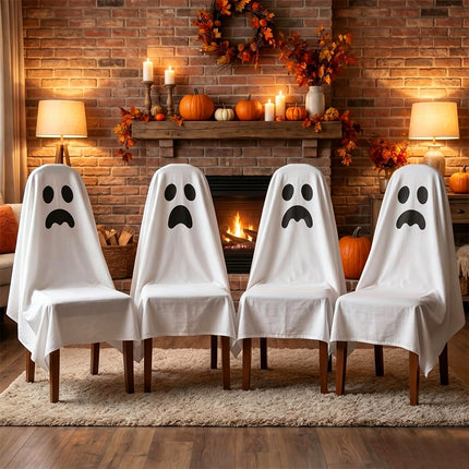 Halloween Skull Pattern Chair Cover, Dining Seat Protector 120x200cm