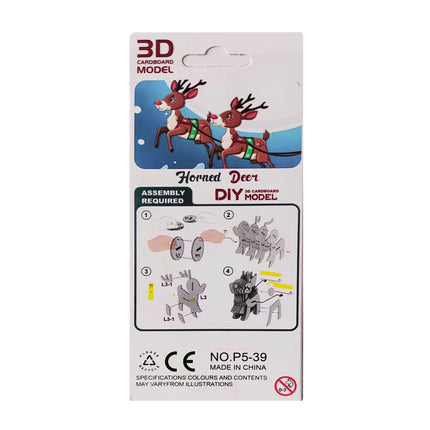 DIY Reindeer 3D Model Puzzle Christmas Craft Kit for Holiday Decor