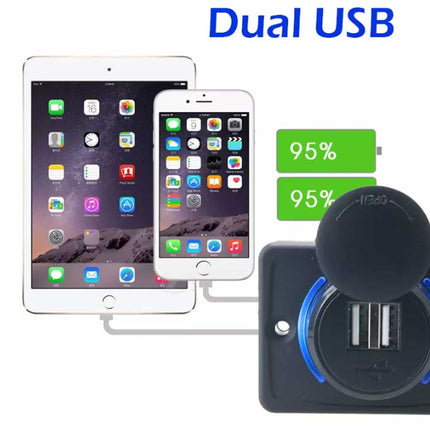 Dual QC3.0 USB Car Fast Charger 3.1A 12/24V Socket Outlet for Caravan RV