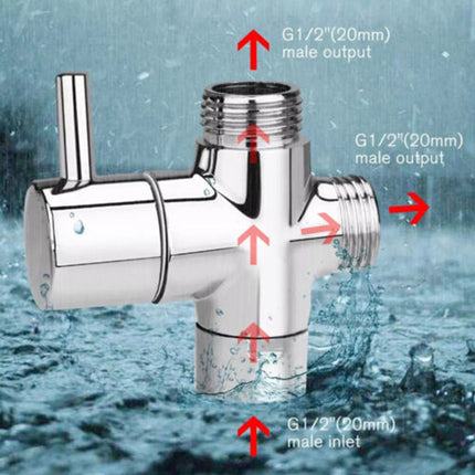 3-Way Copper 1/2" Shower Faucet Water Splitter Diverter Nozzle