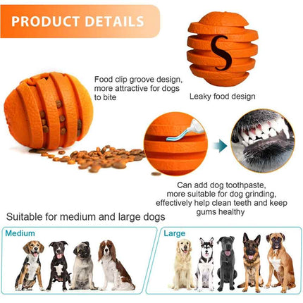 Durable Dog Chew Toy Treat Dispenser Interactive Orange 10cm