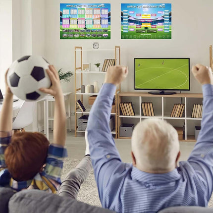 2 Pcs 2026 World Cup Football Wall Chart Schedule Poster 60x90cm