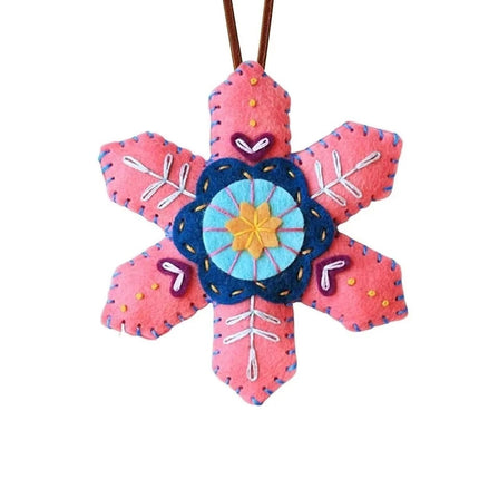 4PCS Random Color Finished DIY Christmas Snowflake Felt Ornament Kit