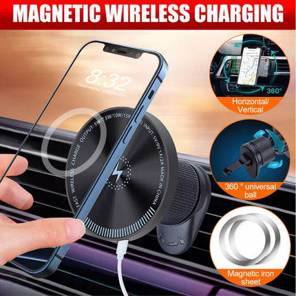 Magnetic Wireless Car Charger Mount Holder for iPhone 15 Phone Charging Stand
