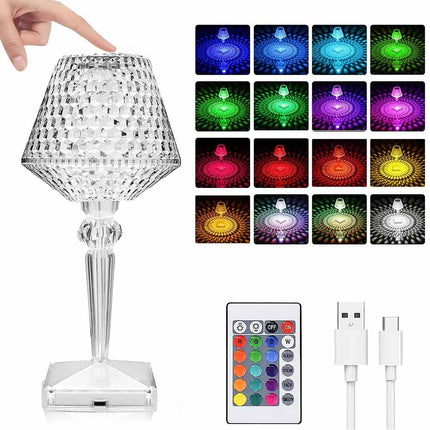USB Rechargeable RGB Crystal Night Light Dimmable 16 Colors Bedside