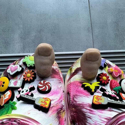 2PC 3D Funny Toe Shoe Charms, Hairy Big Toe Clog Decor Unique DIY Accessory