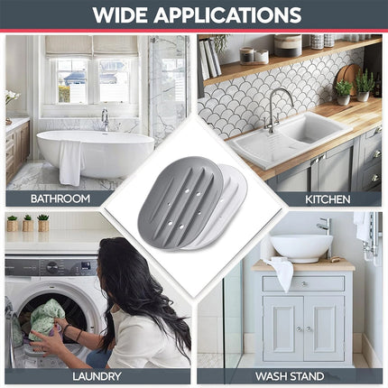 2-Pack Silicone Soap Holder with Drain Tray for Bathroom Dish