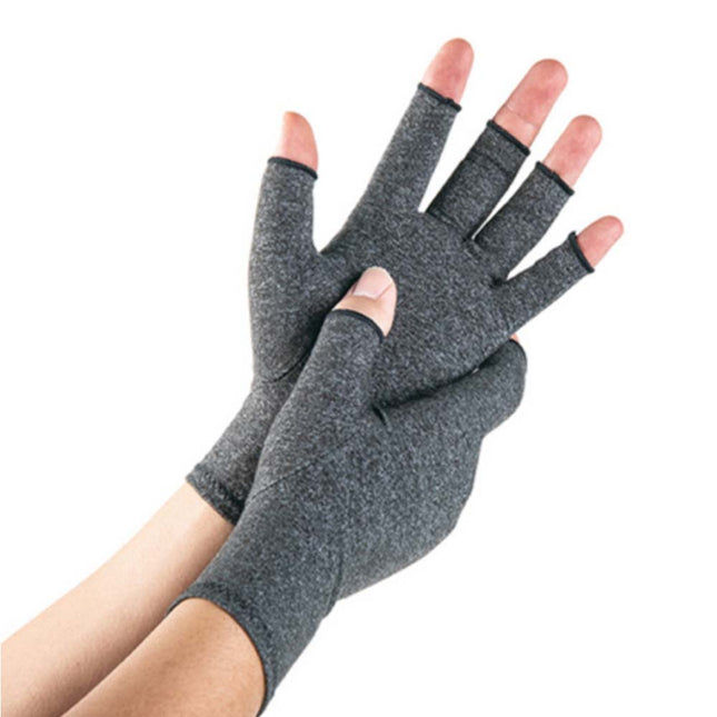 Arthritis Compression Gloves Pair Fingerless Half Finger Hand Support