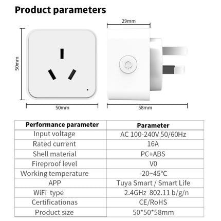Tuya WiFi/Zigbee 16A Smart AU Socket, Voice Control for Alexa & Google Home