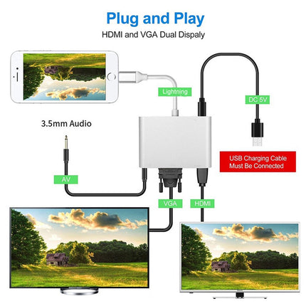 3 in 1 iPhone iPad HDMI VGA Audio Adapter for 13 12 Pro Max X XS XR