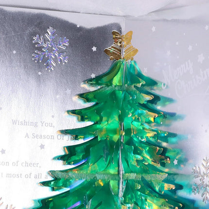 3D Tree Pop Up Christmas Card, Merry Xmas Holiday Greeting Blessing