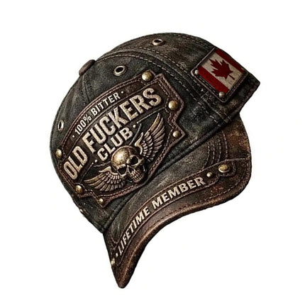 Adjustable Old F*ckers Club Cap, Distressed Vintage Hat with 3D Design