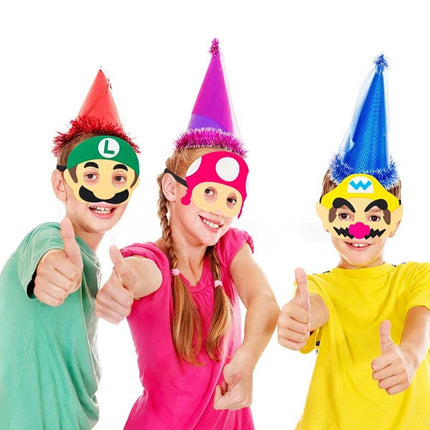 12 Pack Mario Felt Mask Set – Party Supplies, Favors, Decoration, Gift