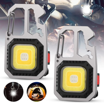 1x USB Rechargeable LED COB Work Light Mini Magnetic Keychain Torch Lamp