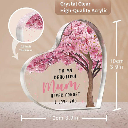 Love Heart Acrylic Decor Gift for Mom, Mother's Day Gift 10x10cm