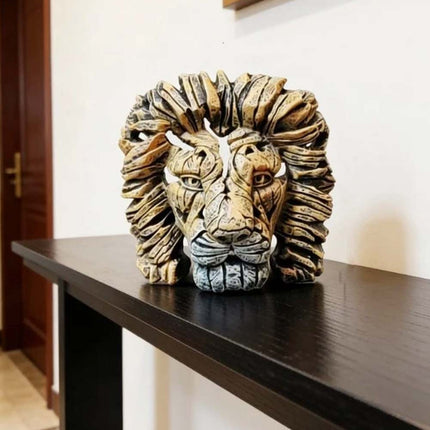 Resin Lion Head Sculpture, Contemporary Home Decor Table Display Gift