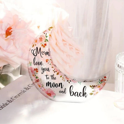Mum Moon Shaped Acrylic Plaque Christmas Mothers Day Xmas Gift