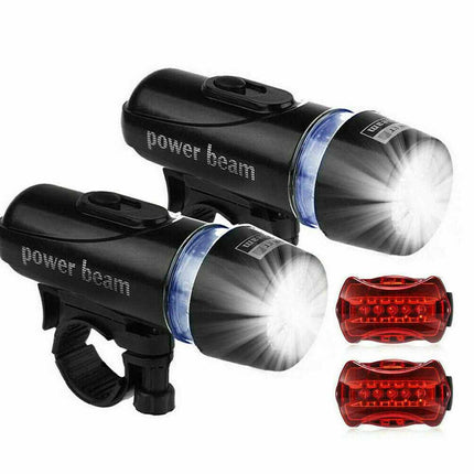 2X Bike Light Set Front Rear 5 LED Bicycle Tail Lights Waterproof