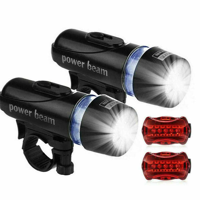 2X Bike Light Set Front Rear 5 LED Bicycle Tail Lights Waterproof