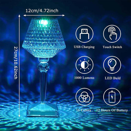 USB Rechargeable RGB Crystal Night Light Dimmable 16 Colors Bedside