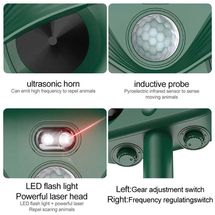 Ultrasonic Pest Repeller Solar Powered Cat Dog Fox Scarer Garden Deterrent