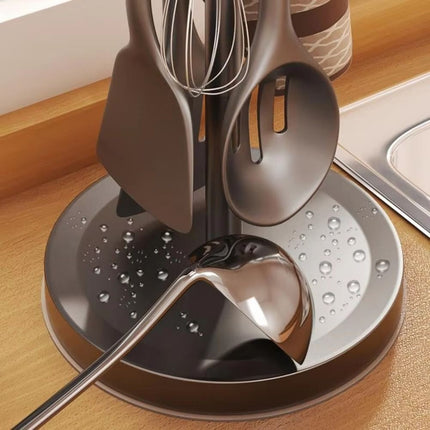 Rotatable Kitchen Tool Holder Utensil Stand for Spoon Spatulas Whisks