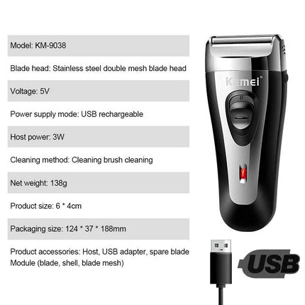 Professional Men's USB Shaver & Trimmer – Rechargeable Beard Clipper