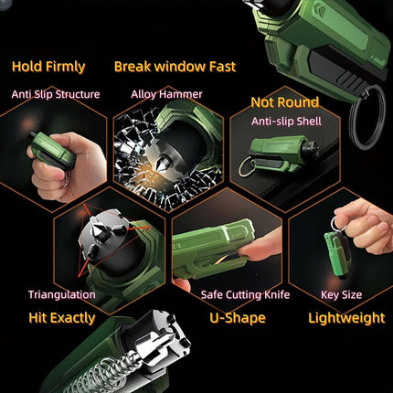 3PCS 2-in-1 Car Window Breaker & Seatbelt Cutter Keychain Glass Hammer