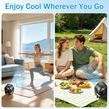 Portable 6000mAh USB Misting Desk Fan, Rechargeable Cooling Fan Black