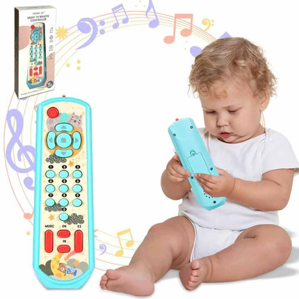 TV Remote Control Toy Sensory Lighting Music Buttons Toddler Play Set Blue